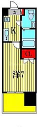 パークキューブ北松戸 1Kの間取図画像