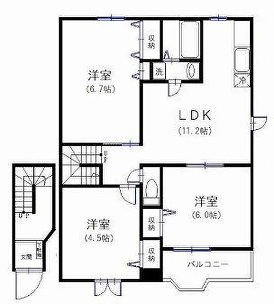 オークガーデン ｜埼玉県新座市大和田１丁目(賃貸アパート3LDK・2階・68.88㎡)の写真 その2