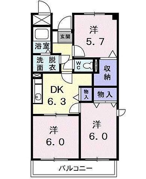 シャン・リヴィエール ｜埼玉県所沢市東狭山ケ丘１丁目(賃貸マンション3DK・3階・57.02㎡)の写真 その2