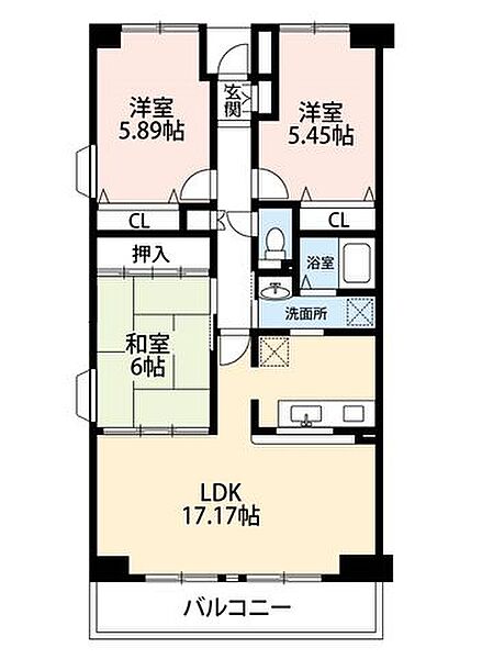 ブリランテけやき台 ｜埼玉県所沢市けやき台２丁目(賃貸マンション3LDK・4階・75.14㎡)の写真 その2