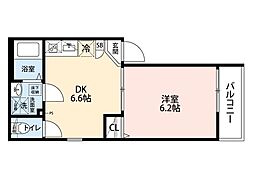 ドルチェテラス川越南大塚 1階1Kの間取り
