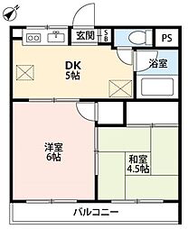 牛渡マンション 1階2DKの間取り