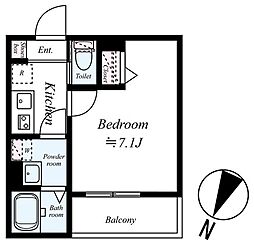 GRADUS狭山ヶ丘II 2階1Kの間取り