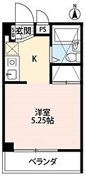 関間マンション 1Kの間取図画像