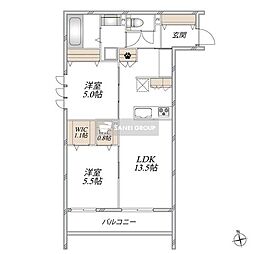 エテルナ 2LDKの間取図画像