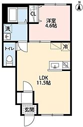 TELUM西所沢 1LDKの間取図画像