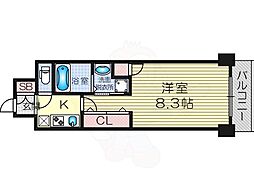 エスカーサ大阪WEST 8階1Kの間取り