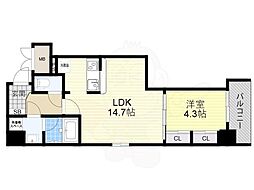 SUNREGIS　NAMBA 10階1LDKの間取り