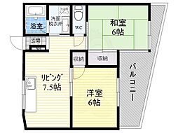マンション春秋 2LDKの間取図画像