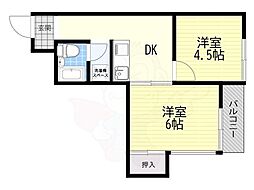 NKコーポ西中島 2Kの間取図画像
