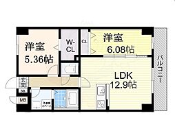豊中市三和町1丁目マンション 2LDKの間取図画像