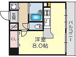 レイセニット北大阪 1Kの間取図画像