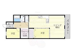 ハイム北野 2LDKの間取図画像