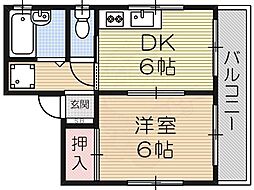 コンフォートハウス 1DKの間取図画像
