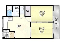 メゾンインペリアル菅本 2DKの間取図画像