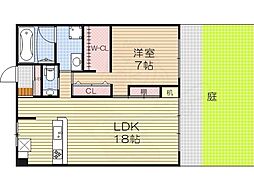上忠商事立花マンション 1LDKの間取図画像