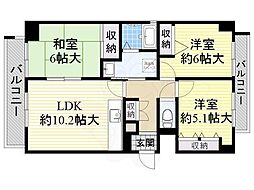 エバーグリーン竹島 3LDKの間取図画像