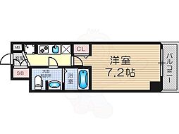 AQUAPLACEOSakaT2 1Kの間取図画像
