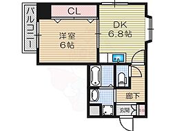 今川マンション 1DKの間取図画像