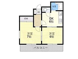 ブールバール塚本2 2DKの間取図画像