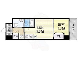 LaCASA新北野 1LDKの間取図画像
