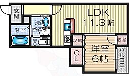 ブランレグルス 1LDKの間取図画像
