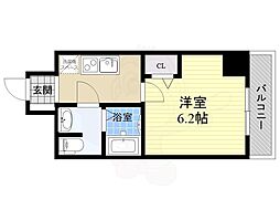 セオリー大阪フルール 1Kの間取図画像