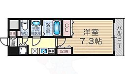 セレッソコートリバーサイドOSAKA 1Kの間取図画像