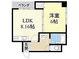 AuroraCourt北野 1LDKの間取図画像