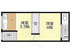 大久保文化 1DKの間取図画像