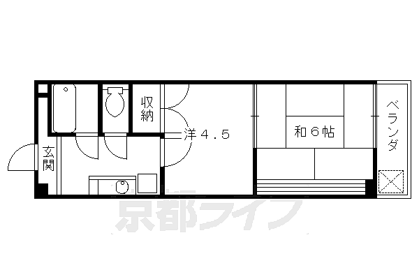 ＲｏｙａｌＨｅｇｈｔｓ3 402｜京都府京都市下京区大宮通綾小路西入る坊門町(賃貸マンション2K・4階・29.00㎡)の写真 その2