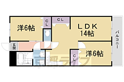近鉄京都線 向島駅 徒歩8分の賃貸マンション 2階2LDKの間取り