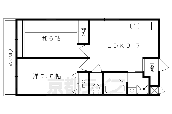 京都府京都市伏見区向島本丸町(賃貸マンション2LDK・3階・50.02㎡)の写真 その2