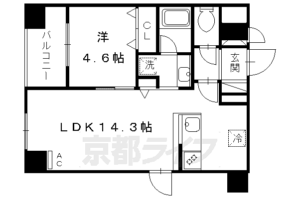 増田屋ビル 301｜京都府京都市下京区中金仏町(賃貸マンション1LDK・3階・43.24㎡)の写真 その2