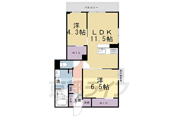 Ｈｅｒｉｔａｇｅ洛南東寺 305｜京都府京都市南区八条内田町(賃貸マンション2LDK・3階・58.25㎡)の写真 その2