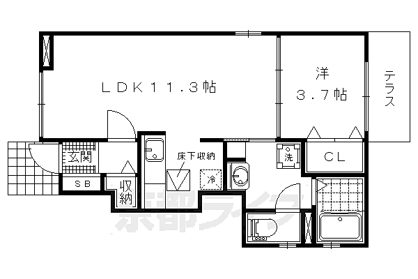 京都府京都市伏見区醍醐御陵東裏町(賃貸アパート1LDK・1階・37.13㎡)の写真 その2