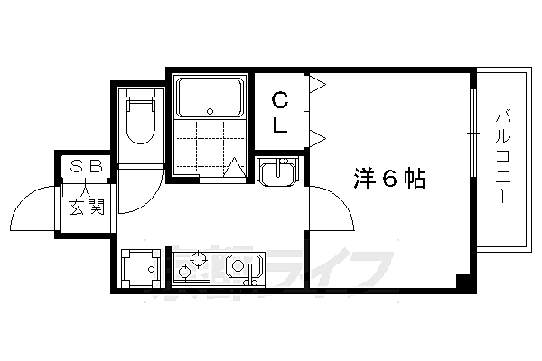 京都府京都市右京区西院東今田町(賃貸マンション1K・4階・25.42㎡)の写真 その2