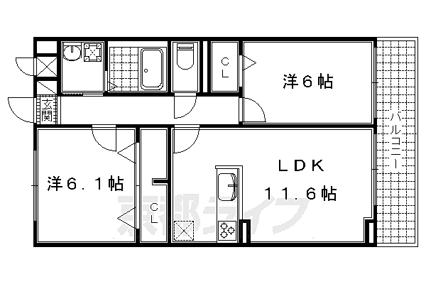 京都府京都市伏見区淀際目町(賃貸アパート2LDK・2階・57.80㎡)の写真 その2