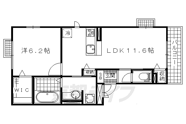 京都府京都市伏見区石田大受町(賃貸アパート1LDK・3階・44.63㎡)の写真 その2