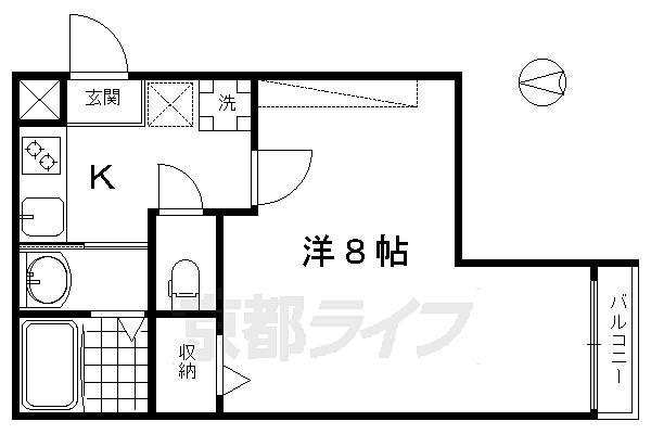 パークサイド梅小路 403｜京都府京都市下京区七条通大宮西入花畑町(賃貸マンション1K・4階・23.70㎡)の写真 その2