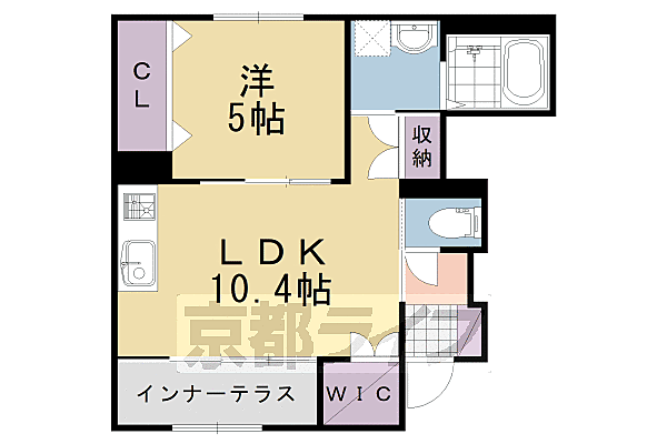 京都府京都市伏見区羽束師菱川町(賃貸アパート1LDK・1階・44.30㎡)の写真 その2