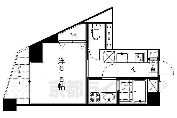 グラマシー京都 1003｜京都府京都市下京区南不動堂町(油小路通塩小路下ル)(賃貸マンション1K・10階・26.64㎡)の写真 その2