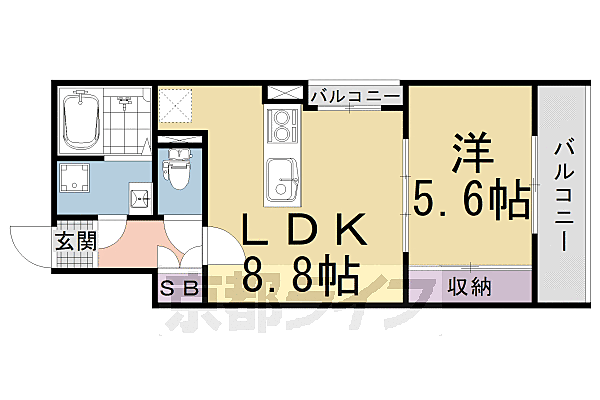 メゾンドクレール西大路 403｜京都府京都市南区吉祥院九条町(賃貸マンション1LDK・4階・36.56㎡)の写真 その2