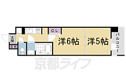 阪急京都本線 西京極駅 徒歩10分の賃貸マンション 1階2Kの間取り