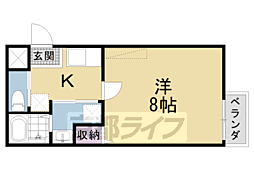 フラッティ烏丸十条 306 3階1Kの間取り