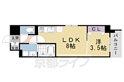 阪急京都本線 西京極駅 徒歩10分の賃貸マンション 7階1LDKの間取り