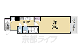 プレサンス京都四条大宮 4階1Kの間取り