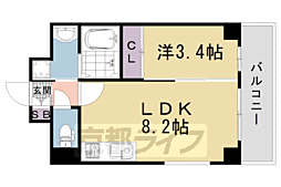 JR山陰本線 嵯峨嵐山駅 徒歩10分の賃貸マンション 3階1LDKの間取り