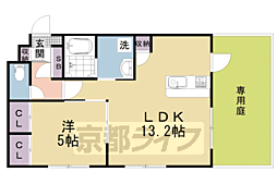 JR山陰本線 嵯峨嵐山駅 徒歩6分の賃貸アパート 1階1LDKの間取り
