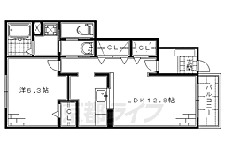 京阪本線 中書島駅 徒歩33分の賃貸アパート 1階1LDKの間取り